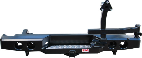 Бампер задний с фаркопом, калиткой и фонарями РИФ для Nissan Navara D40 