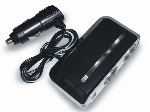 Разветвитель прикуривателя с подсветкой 12/24 (на 2 выхода+USB порт)