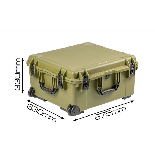 Кейс пластиковый OffRoadTeam Серия-Element модель EL613875 ЗЕЛЕНЫЙ, внутренние размеры 595*555*300мм, IP65, с колесами