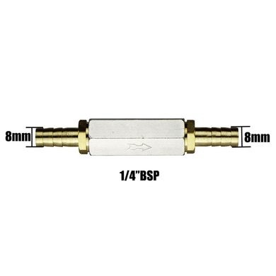 Пневматический обратный клапан BSP 1/4 дюйма, под шланг 8мм