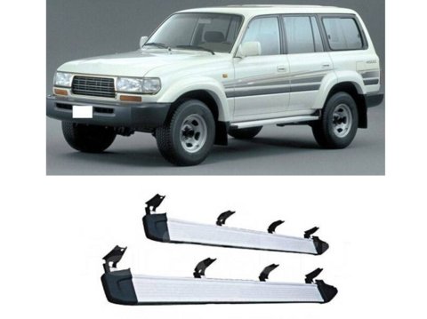 Подножки черные (алюминиевый профиль) для Toyota Land Cruiser 80 (с 1989 по 1998 г.в.) 