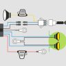 Комплект проводов IronMan с кнопкой и реле для подключения трех светодиодных фар с ходовыми огнями