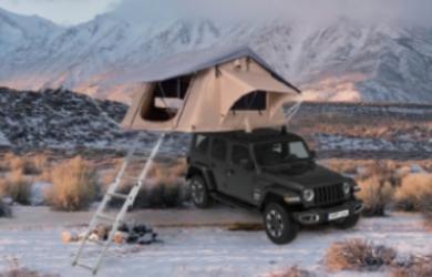 Палатка на крышу автомобиля РИФ Soft RT01-140, корпус черный, тент песочный, 240х140х130 см