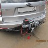 Защита заднего бампера для Subaru Forester с квадратом под фаркоп или лебедку (оцинкованная и окрашенная порошком)