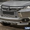 Решетка бампера (d10) Rival для Mitsubishi Pajero Sport (с 2016 г.в., с передними парктрониками)